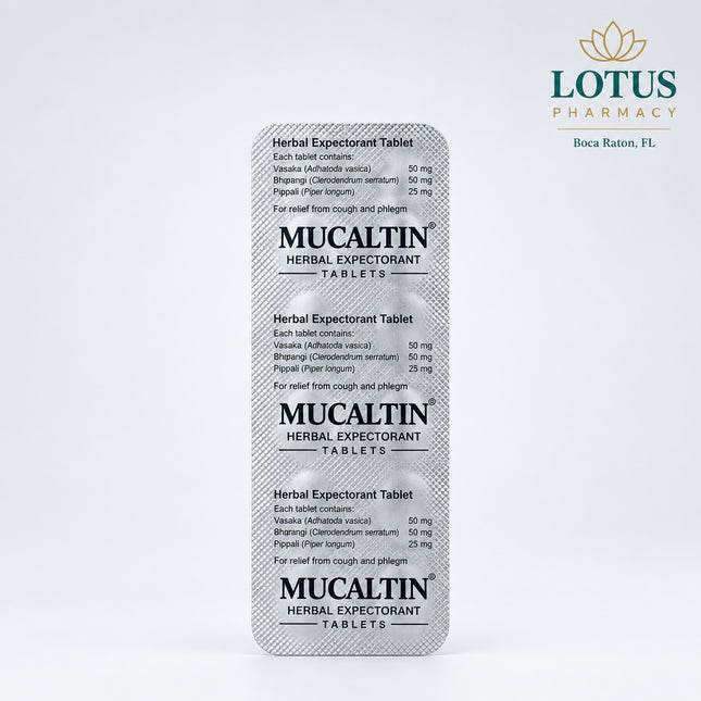 Mucaltin is a classic herbal expectorant used to relieve productive (wet) cough, thin mucus, and support bronchial clearance.