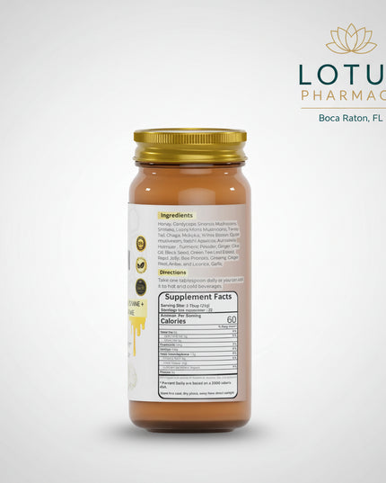 Mushroom Honey is a handcrafted wellness blend made in the USA, combining raw honey with a premium functional mushroom complex and supportive herbal tonics. This nourishing fusion brings together nature’s most powerful ingredients to support immunity, mental clarity, and daily vitality — all in a delicious, easy-to-use form.
