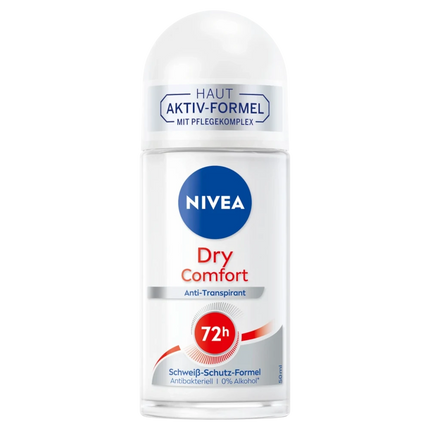 Nivea Dry Comfort deodorant bottle on a white background
