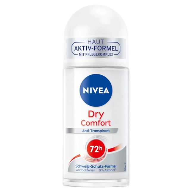 Nivea Dry Comfort deodorant bottle on a white background