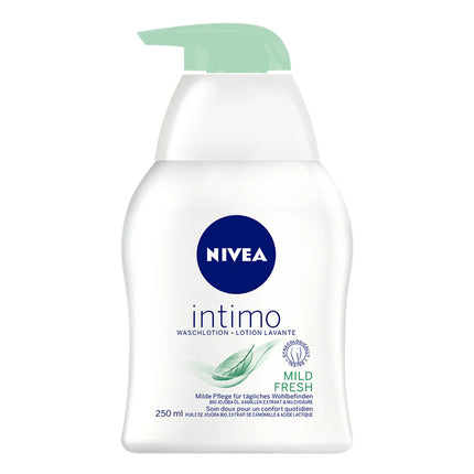 Nivea Intimo Mild &amp; Fresh Washing Lotion is a gentle intimate hygiene cleanser specially developed for daily feminine care. The mild, soap-free formula helps cleanse sensitive intimate skin while supporting the natural pH balance of the intimate area. Enriched with soothing aloe vera and chamomile extracts, it provides long-lasting freshness and comfort throughout the day.