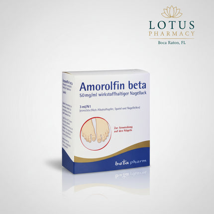 Amorolfin beta 50 mg/mL Medicated Nail Lacquer is a topical antifungal medicine by betapharm Arzneimittel GmbH, Germany, used for the treatment of fungal nail infections (onychomycosis).