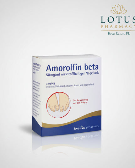 Amorolfin beta 50 mg/mL Medicated Nail Lacquer is a topical antifungal medicine by betapharm Arzneimittel GmbH, Germany, used for the treatment of fungal nail infections (onychomycosis).