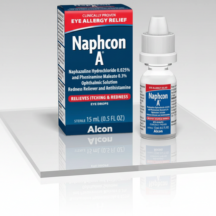 Alcon Naphcon-A® Eye Allergy Relief Eye Drops provide fast relief from&nbsp;itchy, red, watery eyes caused by pollen, ragweed, grass, animal hair, and other airborne allergens. This dual-action formula combines an antihistamine to relieve itching with a redness reliever to reduce eye redness and irritation. The sterile ophthalmic solution delivers targeted allergy symptom relief directly to the eyes.