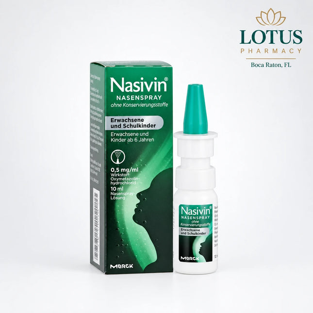 Nasivin® is a fast-acting nasal spray formulated to provide relief from&nbsp;nasal congestion caused by colds, allergies, or sinus infections. It contains oxymetazoline hydrochloride, which works by constricting swollen blood vessels in the nasal mucosa, helping reduce swelling and improve airflow.