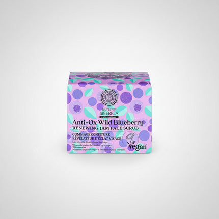 Reveal smoother, brighter skin with Natura Siberica Blueberry Anti-Ox Renewing Jam Face Scrub. Inspired by the antioxidant-rich power of wild Siberian berries, this gentle facial scrub combines organic blueberry extract with natural exfoliating particles to effectively remove dead skin cells, excess oil, and impurities while leaving the skin feeling incredibly soft and velvety.