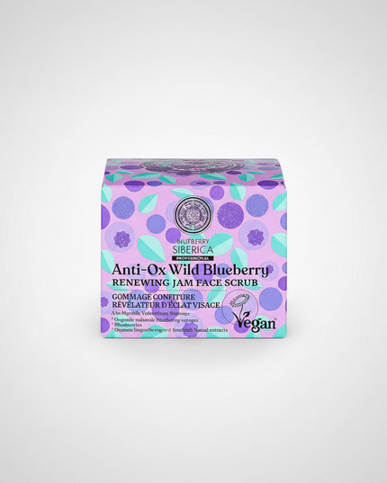Reveal smoother, brighter skin with Natura Siberica Blueberry Anti-Ox Renewing Jam Face Scrub. Inspired by the antioxidant-rich power of wild Siberian berries, this gentle facial scrub combines organic blueberry extract with natural exfoliating particles to effectively remove dead skin cells, excess oil, and impurities while leaving the skin feeling incredibly soft and velvety.