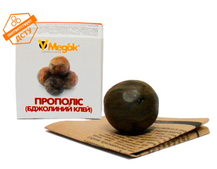 Propolis resin with Megok packaging on a white background