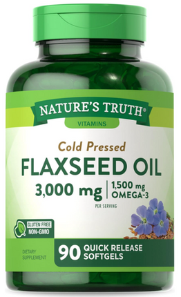 Nature's Truth Cold Pressed Flaxseed Oil 3000 mg – 90 Softgels
