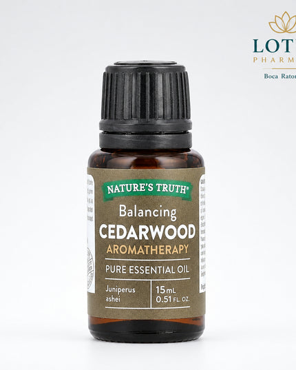 Nature's Truth Balancing Cedarwood Pure Essential Oil is a&nbsp;100% pure, steam-distilled essential oil derived from the wood of Cedrus atlantica. It features a warm, woody, balsamic aroma with subtle sweet undertones that helps create a grounding and balancing atmosphere. Ideal for aromatherapy, diffusers, massage (when diluted), baths, yoga, meditation, and DIY home fragrance projects, this premium essential oil is GC/MS tested for purity, non-GMO, gluten-free, paraben-free, and contains no artificial fr