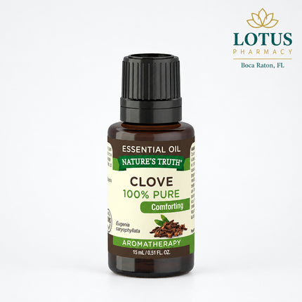 Nature's Truth Comforting Clove Pure Essential Oil is a&nbsp;100% pure, steam-distilled essential oil derived from the flower buds of Eugenia caryophyllata (also known as Syzygium aromaticum). It features a rich, warm, woody, and spicy aroma that helps create a comforting and inviting atmosphere. Ideal for aromatherapy, diffusers, massage (when properly diluted), baths, yoga, meditation, and DIY home fragrance projects, this premium essential oil is GC/MS tested for purity, non-GMO, gluten-free, paraben-fre
