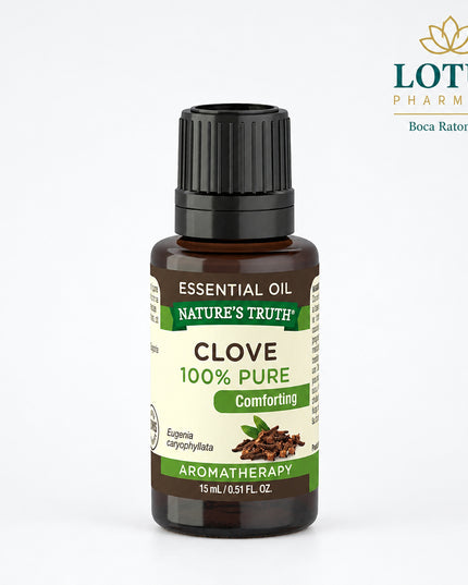Nature's Truth Comforting Clove Pure Essential Oil is a&nbsp;100% pure, steam-distilled essential oil derived from the flower buds of Eugenia caryophyllata (also known as Syzygium aromaticum). It features a rich, warm, woody, and spicy aroma that helps create a comforting and inviting atmosphere. Ideal for aromatherapy, diffusers, massage (when properly diluted), baths, yoga, meditation, and DIY home fragrance projects, this premium essential oil is GC/MS tested for purity, non-GMO, gluten-free, paraben-fre