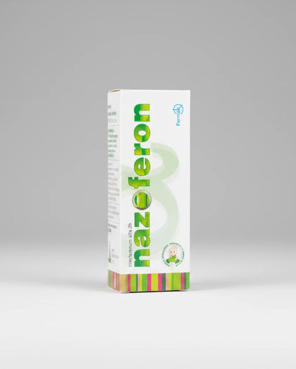 Nazoferon is a&nbsp;nasal spray containing recombinant human interferon alfa-2b, designed to support local antiviral protection of the nasal mucosa. It is commonly used as part of prevention and early supportive treatment of viral respiratory infections, including colds and flu-like illnesses.