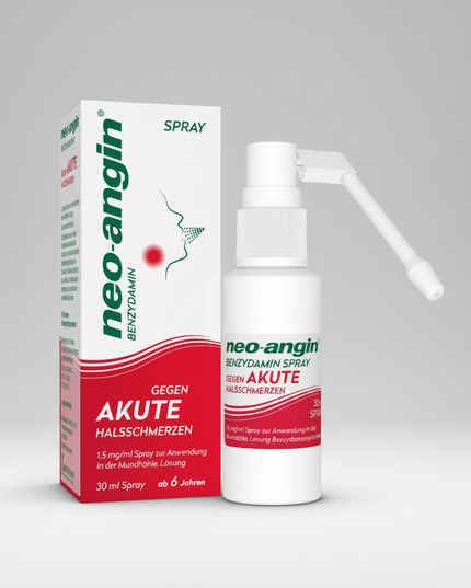 Neo-Angin Benzydamine is topical throat spray formulated with benzydamine hydrochloride, a locally acting non-steroidal anti-inflammatory agent (NSAID) with analgesic, anti-inflammatory, and mild antiseptic properties. It’s designed to deliver direct comfort to the mouth and throat where irritation and pain occur.