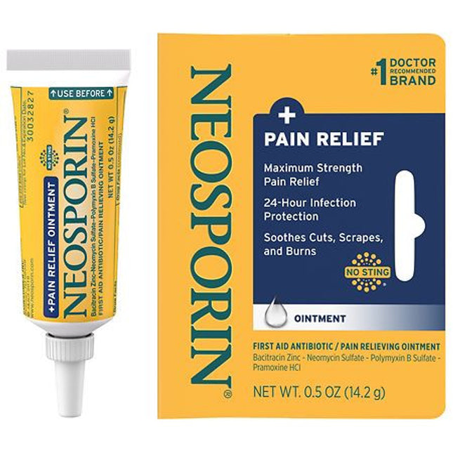 Neosporin, Neosporin Pain Relief, Maximum Strength Neosporin, Triple Antibiotic Ointment, Bacitracin Zinc, Neomycin Sulfate, Polymyxin B Sulfate, Pramoxine HCl, First Aid Antibiotic, Pain Reliever Ointment, Infection Protection, Wound Care, Minor Cuts, Scrapes, Minor Burns, First Aid Kit, Skin Protection, Healing Ointment, Family First Aid, Antibiotic Ointment, Неоспорин, Антибиотик Мазь, Тройной Антибиотик, Бацитрацин, Неомицин, Полимиксин B, Прамоксин, Первая Помощь, Порезы, Ссадины, Ожоги, Защита От Инфе