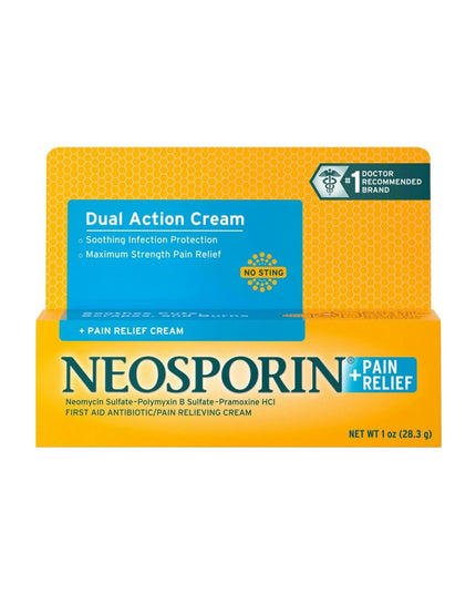 neosporin pain relief cream, neosporin maximum strength, triple antibiotic cream, first aid antibiotic, wound care cream, bacitracin, neomycin, polymyxin b, pramoxine, pain relief cream, infection prevention, cuts scrapes burns, first aid treatment, неоспорин крем, тройной антибиотик, крем для ран, первая помощь, бацитрацин, неомицин, полимиксин b, прамоксин, обезболивающий крем, профилактика инфекции, порезы и ожоги, cuidado de heridas, neosporin crema, antibiótico triple, crema para primeros auxilios, ali
