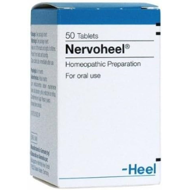 Nervoheel homeopathic preparation box with blue and white design