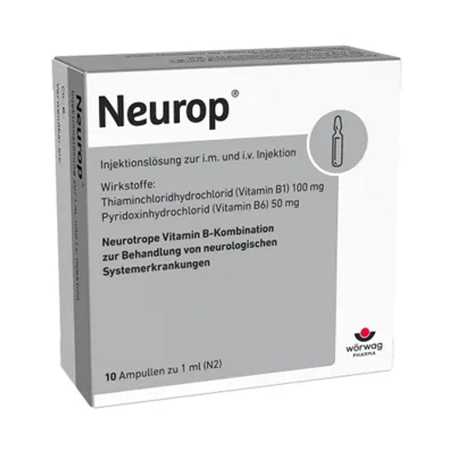 Neurop medication packaging with text and branding on a white background
