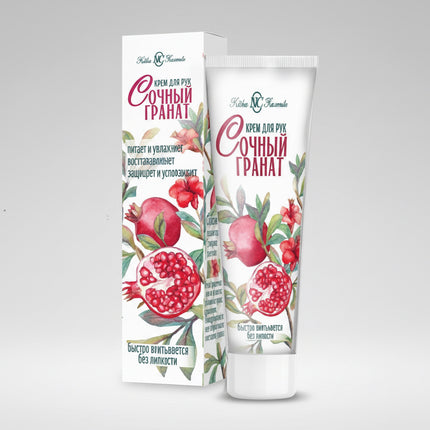 Nevskaya Cosmetics Juicy Pomegranate Hand Cream is a lightweight nourishing cream designed for daily hand care. Enriched with pomegranate juice, panthenol, allantoin, and vitamin E, the formula helps moisturize, soften, and protect the skin while supporting its natural regeneration processes. The cream absorbs quickly without leaving a greasy or sticky residue and leaves hands feeling smooth, comfortable, and delicately scented.