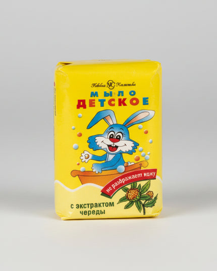 Nevskaya Kosmetika Baby Soap (Детское мыло) is a classic gentle cleansing bar specially formulated for delicate children's skin. It is also suitable for adults with sensitive skin.

The soap is made from a traditional base of natural fats and oils and contains glycerin and mink oil, which help soften the skin and protect it from excessive dryness during washing. The classic formula contains no added fragrance or colorants.

Its mild cleansing action and creamy lather make it suitable for regular hand and bo