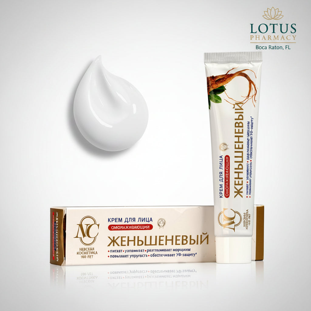 Nevskaya Kosmetika Face Cream w/Ginseng Against Aging Signs, Neva
