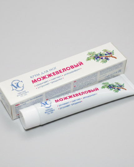Nevskaya Kosmetika Juniper Foot Cream (Можжевеловый крем для ног) is a refreshing daily foot-care cream formulated to help care for tired, dry, and perspiration-prone feet.

The formula features juniper extract, traditionally valued in cosmetic skin care for its refreshing and toning properties. The cream helps soften and moisturize the skin of the feet, provides a pleasant cooling and refreshing sensation, and helps maintain freshness throughout the day.