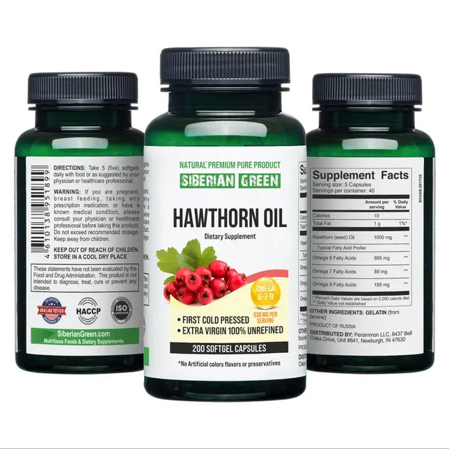 Siberian Green
Hawthorn Seed Oil
Hawthorn Oil
Hawthorn
Omega 6
Omega 7
Omega 9
Essential Fatty Acids
Fatty Acids
Dietary Supplement
Cold Pressed
Unrefined Oil
Extra Virgin
Softgels
200 Softgels
Non GMO
Gluten Free
Siberian Supplements
Altai
Heart Wellness
Cardiovascular Support
Daily Wellness
Natural Supplement
Herbal Supplement