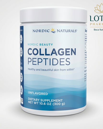 Nordic Naturals Nordic Beauty Collagen Peptides is an unflavored collagen powder providing 10 g of hydrolyzed bovine collagen peptides per serving. The formula supplies bioactive Type I and Type III collagen peptides sourced from pasture-raised, grass-fed cows.
