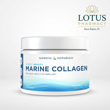 Nordic Naturals Nordic Beauty Marine Collagen is a marine collagen powder formulated to support healthy skin, skin elasticity, hair, nails, and connective tissue. It provides hydrolyzed Type I collagen peptides sourced from fish, making it a convenient alternative to bovine collagen for customers who prefer marine-derived collagen.