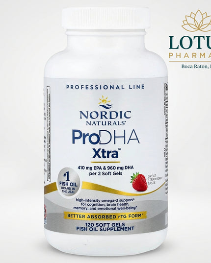 Nordic Naturals ProDHA Xtra is a high-potency, DHA-dominant omega-3 fish oil supplement formulated for targeted support of brain health, memory, cognition, mood, visual function, and the nervous system.

Formerly known as ProDHA 1000, the formula provides 1,660 mg total omega-3s per 2-softgel serving, including 960 mg DHA and 410 mg EPA. It is made from wild-caught sardines and anchovies and supplied in a triglyceride form for efficient absorption.
