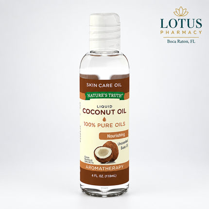 Nature’s Truth Nourishing Pure Liquid Coconut Oil is a lightweight, versatile oil designed for everyday skin, hair, and body care. Its liquid format makes it easy to apply directly or blend into moisturizers, massage oils, hair treatments, and DIY beauty formulations.

Coconut oil is commonly used to help soften dry skin, condition hair, and provide a smooth, nourishing feel without the need for a solid balm format