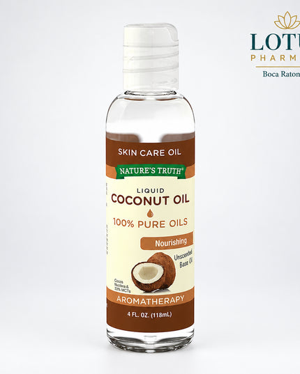 Nature’s Truth Nourishing Pure Liquid Coconut Oil is a lightweight, versatile oil designed for everyday skin, hair, and body care. Its liquid format makes it easy to apply directly or blend into moisturizers, massage oils, hair treatments, and DIY beauty formulations.

Coconut oil is commonly used to help soften dry skin, condition hair, and provide a smooth, nourishing feel without the need for a solid balm format