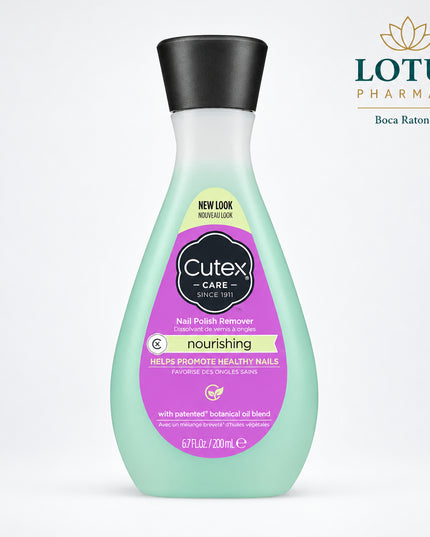 Cutex Nourishing Nail Polish Remover is a fast-acting nail polish remover formulated to remove regular nail color while helping care for nails and cuticles. The nourishing formula is designed to lift polish efficiently without leaving nails feeling excessively dry.

The 6.7 fl oz bottle is suitable for at-home manicures and routine nail care, making it a practical choice for removing old polish before applying a fresh manicure.