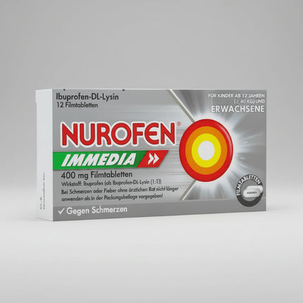 Nurofen® Immedia 400 mg Film-Coated Tablets are a fast-acting pain reliever containing 400 mg of ibuprofen per tablet, supplied as ibuprofen-DL-lysinate.

The lysine salt formulation promotes faster absorption of ibuprofen. According to Nurofen Germany, Nurofen Immedia can begin providing relief within approximately 30 minutes and acts faster than standard ibuprofen formulations.