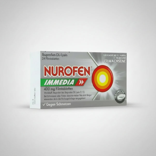Nurofen® Immedia 400 mg Film-Coated Tablets are a fast-acting pain reliever containing 400 mg of ibuprofen per tablet, supplied as ibuprofen-DL-lysinate.

The lysine salt formulation promotes faster absorption of ibuprofen. According to Nurofen Germany, Nurofen Immedia can begin providing relief within approximately 30 minutes and acts faster than standard