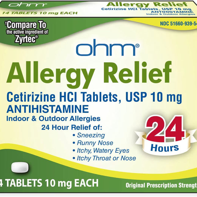 Cetirizine 10 mg Tablets, 30 ct