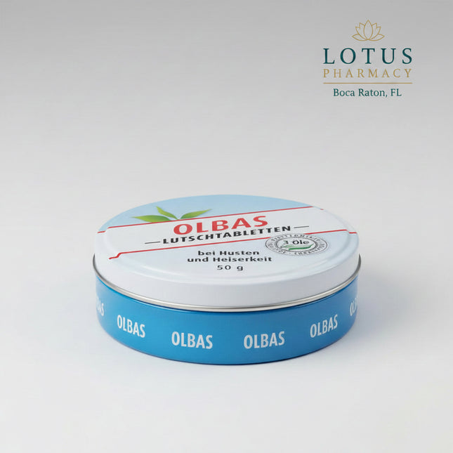 OLBAS® Lozenges (OLBAS Lutschtabletten) are refreshing herbal lozenges featuring the characteristic OLBAS essential-oil blend. They provide a pleasantly cooling and soothing sensation in the mouth and throat, making them especially enjoyable during the cold season or whenever a fresh, clear feeling is desired.

The aromatic formula combines essential oils including peppermint and eucalyptus with menthol, creating OLBAS's distinctive fresh herbal flavor.