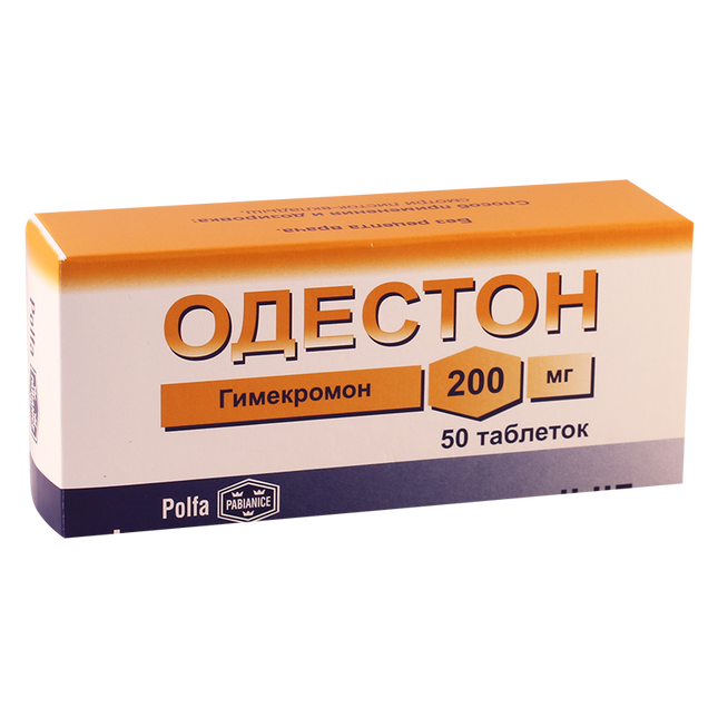 Box of Odeston with Russian text on a white background