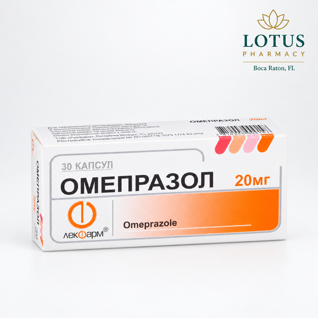 Omeprazole 20 mg Capsules contain omeprazole 20 mg, a proton pump inhibitor (PPI) that helps reduce the production of stomach acid. By blocking the final step of gastric acid secretion, omeprazole provides long-lasting acid suppression and supports the healing of acid-related conditions affecting the stomach and esophagus.
