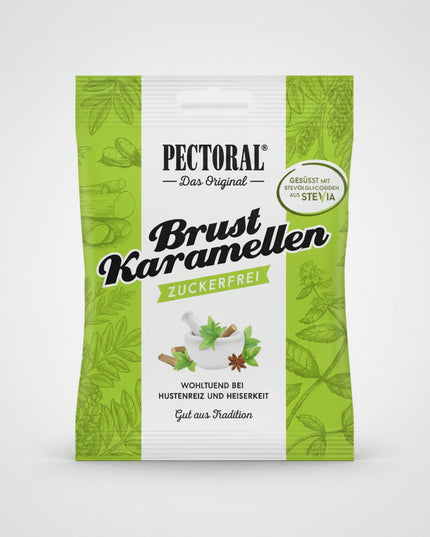 Original Pectoral Brust-Karamellen are traditional German herbal throat candies made according to a long-standing recipe with licorice extract (Süßholzsaft). They are widely used for soothing throat irritation, hoarseness, and mild cough discomfort, while also helping support clearer breathing and airway comfort.
