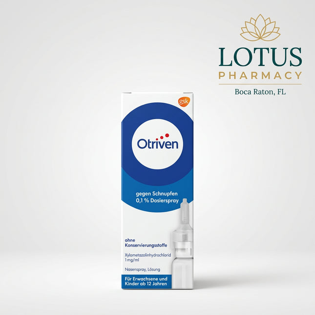 Otriven 0.1% Metered-Dose Nasal Spray is a preservative-free nasal decongestant formulated to provide rapid relief from nasal congestion associated with colds, allergic rhinitis, vasomotor rhinitis, and sinus congestion. Its active ingredient, xylometazoline hydrochloride, helps reduce swelling of the nasal mucosa, making breathing easier within minutes. The preservative-free formulation is designed for sensitive nasal passages.