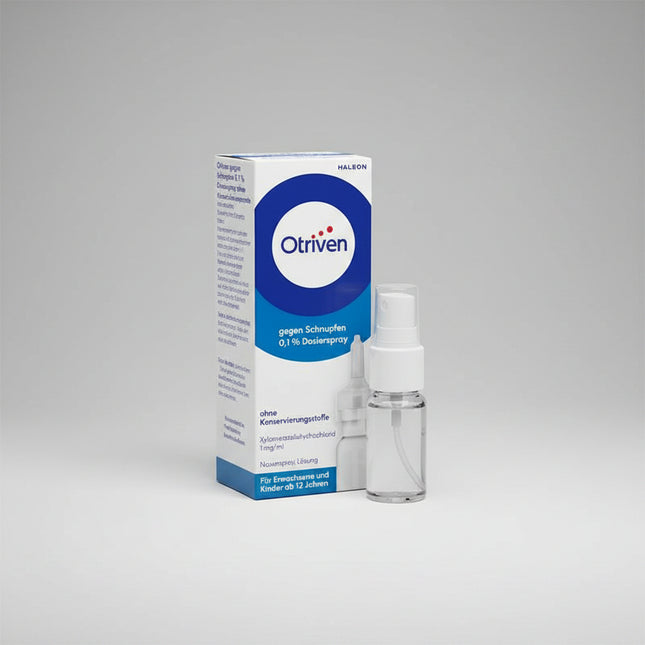 Otriven 0.1% Metered-Dose Nasal Spray is a preservative-free nasal decongestant formulated to provide rapid relief from nasal congestion associated with colds, allergic rhinitis, vasomotor rhinitis, and sinus congestion. Its active ingredient, xylometazoline hydrochloride, helps reduce swelling of the nasal mucosa, making breathing easier within minutes. The preservative-free formulation is designed for sensitive nasal passages.