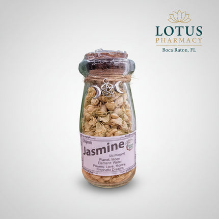 Our herbs are sourced through organic cultivation and ethical wildcrafting methods, ensuring they are safe to eat and of the highest quality. Experience the difference between genuinely wholesome herbs! Herb Jar .25oz Botanical Name: Jasminum officinale
