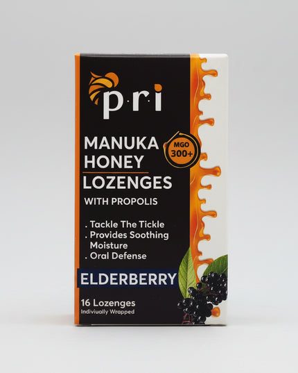 PRI Manuka Honey &amp; Propolis Lozenges are&nbsp;natural throat lozenges made with premium Manuka honey (MGO 300+) and bee propolis to help soothe and protect the throat. Produced by Pacific Resources International (USA), these lozenges combine traditional bee ingredients with natural flavors for gentle, effective throat comfort.

Manuka honey is valued for its soothing and protective properties, while propolis helps support the throat during irritation, dryness, or seasonal discomfort. The formula is free