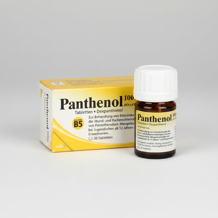 Panthenol 100 mg by Jenapharm contains Dexpanthenol (Vitamin B5), a compound that supports normal skin and mucous membrane regeneration. It is traditionally used to assist the body’s natural healing processes and support tissue recovery.