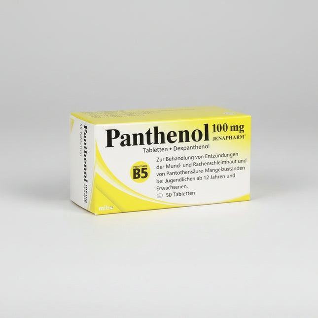 Panthenol 100 mg by Jenapharm contains Dexpanthenol (Vitamin B5), a compound that supports normal skin and mucous membrane regeneration. It is traditionally used to assist the body’s natural healing processes and support tissue recovery.
