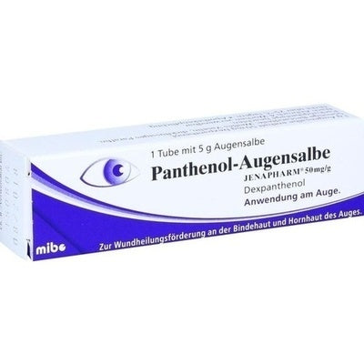 Box of Panthenol-Augensalbe eye ointment with mibe branding on a white background