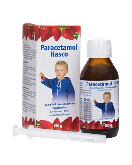 Paracetamol Hasco 120 mg/5 ml Syrup, Strawberry Flavor – 150 ml