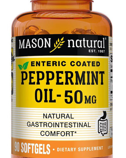 Mason Natural Peppermint Oil 50 mg Enteric-Coated – 90 Softgels (Масло Перечной Мяты 50 мг)
