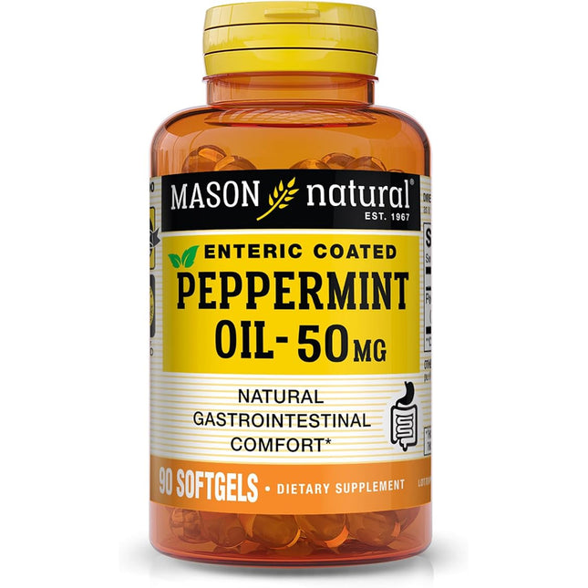 Mason Natural Peppermint Oil 50 mg Enteric-Coated – 90 Softgels (Масло Перечной Мяты 50 мг)
